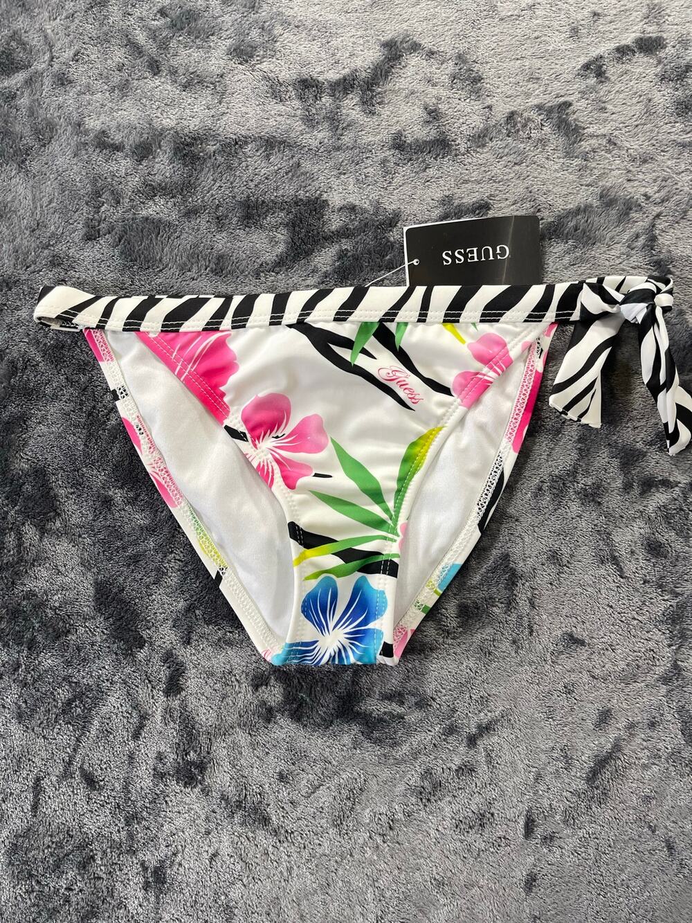 Y2K NWT Guess Safari So Good Zebra Floral Banded Bikini Bottom Small S